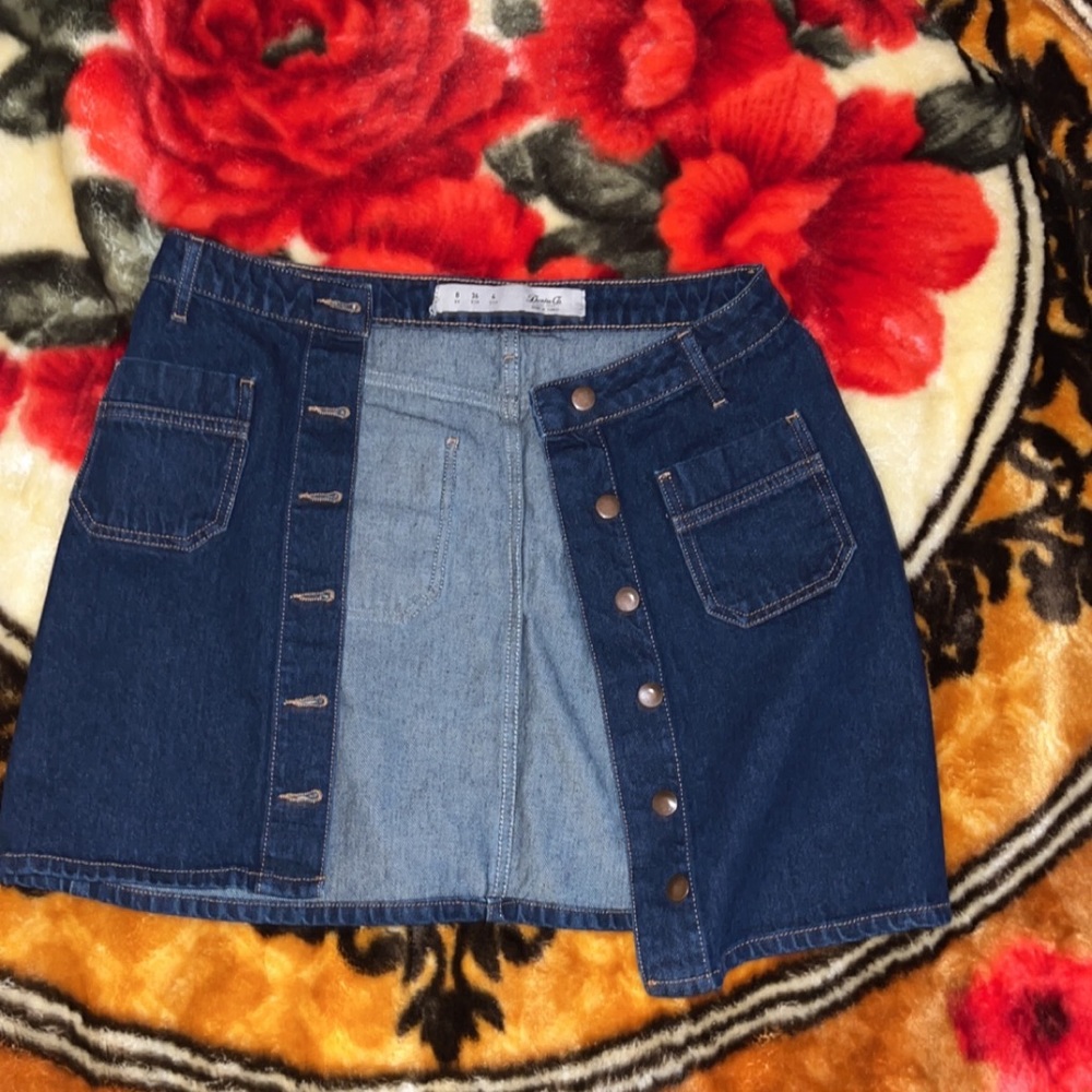 Button blue jean skirt